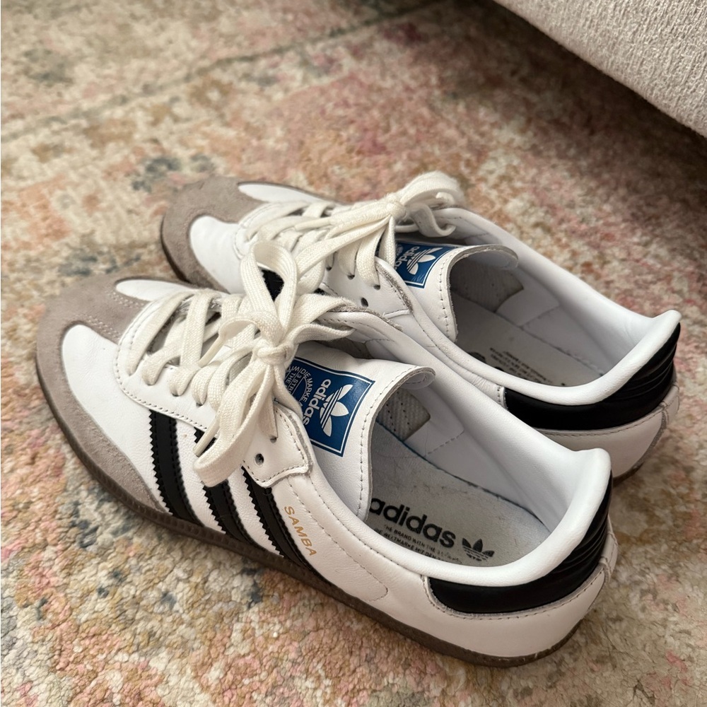 Adidas White Sneakers with Black Accents
